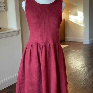Anthropologie - Ganni Noon and Night Fit and Flare Burgundy Dress in Small